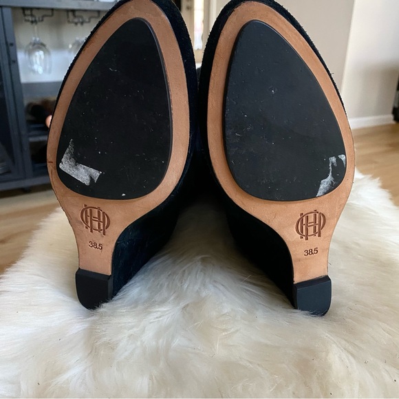 House of Harlow Black Suede Wedge Knee High Boots - Picture 8 of 13